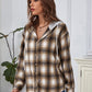 MECALA Women's Casual Long Sleeve Plaid Print Hooded Overshirts With Drawstring-side view