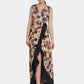 MECALA Women's Deep V-Neck Front Slit Maxi Dress-Yellow main view