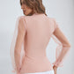 MECALA Women's Elegant Mesh Puff Sleeve Blouse High Neck Slim Fit Tops-back view