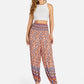 MECALA Women's Elastic Waist Vintage Print Pants