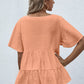 MECALA Women's Loose Fit Ruffle Hem Short Sleeve Tops-Orange back view