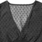 MECALA Women's Solid Swiss Dot V-Neck Shirred Top(Clearance)