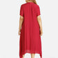MECALA Women's Solid Short Sleeve Midi Dress-Red back view
