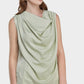 MECALA Women's Solid Sleeveless Satin Top-Light Green