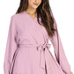 MECALA Women's Fall Long Sleeve Belted Wrap Midi Dress