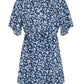 MECALA Women's Summer Floral Print V-Neck Short Sleeve Short Dress-Blue