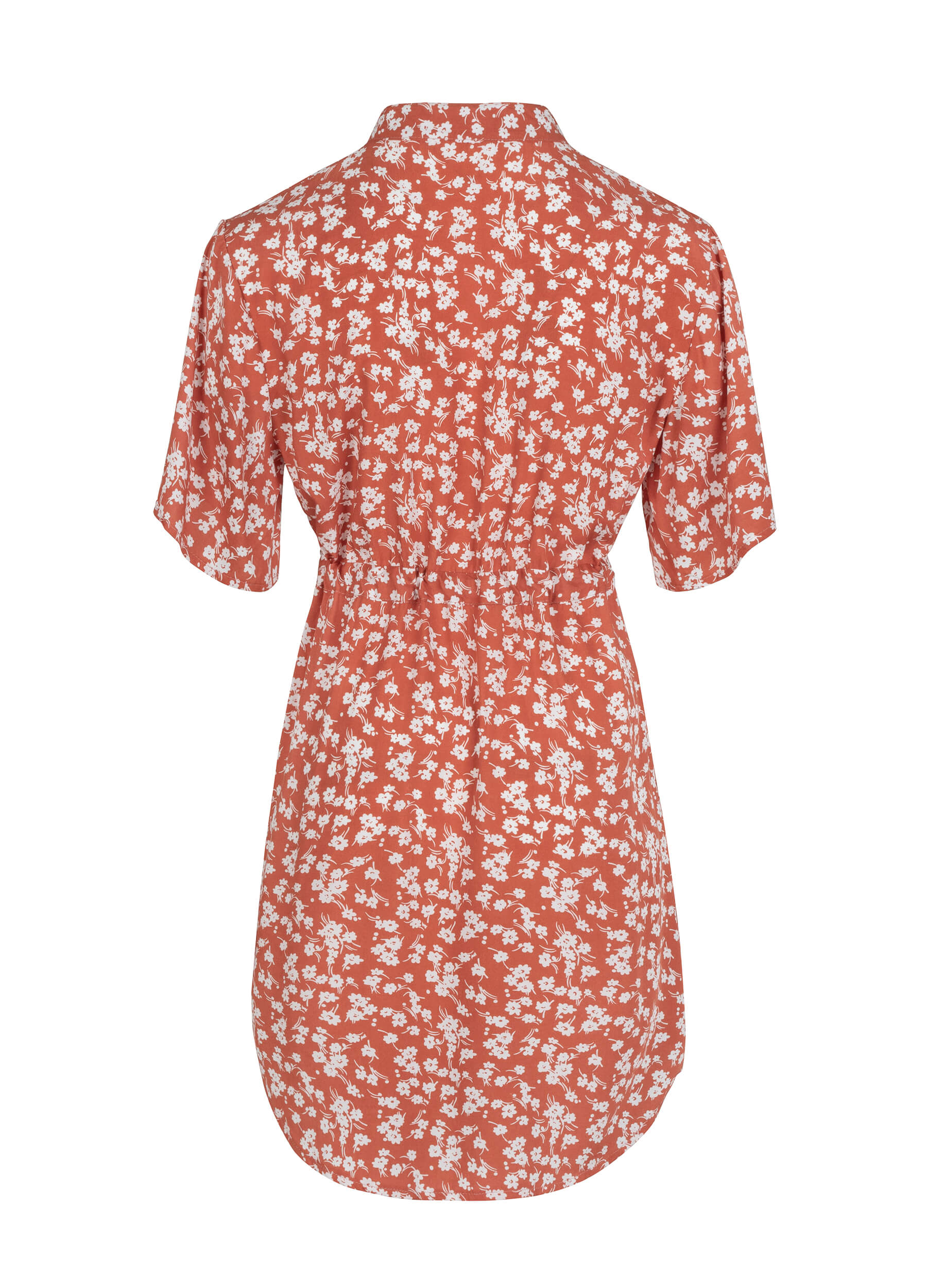 MECALA Women's Summer Floral Print V-Neck Short Sleeve Short Dress-Red