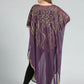 MECALA Women's V Neck Half Sleeve Seuqin Maxi Pullover Kaftan-Purple back view