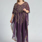 MECALA Women's V Neck Half Sleeve Seuqin Maxi Pullover Kaftan-Purple main view