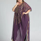 MECALA Women's V Neck Half Sleeve Seuqin Maxi Pullover Kaftan-Purple side view
