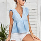 MECALA Women's V Neck Summer Sleeveless Tops-Light blue