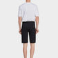 Men's Casual Button Closure Zipper Elasticity Solid Shorts with Slant Pocket-Black back view