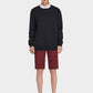 Men's Casual Button Closure Zipper Elasticity Solid Shorts with Slant Pocket-Wine Red main view