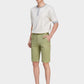 Men's Casual Button Closure Zipper Elasticity Solid Shorts with Slant Pocket-Green side view