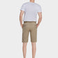 Men's Casual Button Closure Zipper Elasticity Solid Shorts with Slant Pocket-Khaki back view