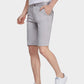 Men's Casual Button Closure Zipper Elasticity Solid Shorts with Slant Pocket-Light Grey