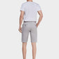 Men's Casual Button Closure Zipper Elasticity Solid Shorts with Slant Pocket-Light Grey back view