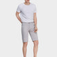Men's Casual Button Closure Zipper Elasticity Solid Shorts with Slant Pocket-Light Grey side view