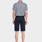 Men's Casual Button Closure Zipper Elasticity Solid Shorts with Slant Pocket-Navy Blue back view