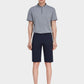Men's Casual Button Closure Zipper Elasticity Solid Shorts with Slant Pocket-Navy Blue main view