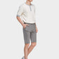 Men's Casual Solid Zipper Fly Button Walk Shorts with Slant Pockets-Grey side view