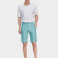 Men's Casual Solid Zipper Fly Button Walk Shorts with Slant Pockets-Lake Blue main view