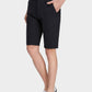 Men's Casual Zipper Fly Button Solid Shorts with Slant Pocket-Black