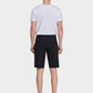 Men's Casual Zipper Fly Button Solid Shorts with Slant Pocket-Black back view