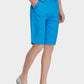 Men's Casual Zipper Fly Button Solid Shorts with Slant Pocket-Blue