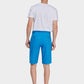 Men's Casual Zipper Fly Button Solid Shorts with Slant Pocket-Blue back view