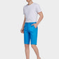 Men's Casual Zipper Fly Button Solid Shorts with Slant Pocket-Blue side view