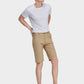Men's Casual Zipper Fly Button Solid Shorts with Slant Pocket-Khaki side view