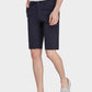 Men's Casual Zipper Fly Button Solid Shorts with Slant Pocket-Navy Blue