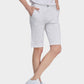 Men's Casual Zipper Fly Button Solid Shorts with Slant Pocket-White