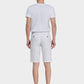 Men's Casual Zipper Fly Button Solid Shorts with Slant Pocket-White backview