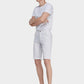 Men's Casual Zipper Fly Button Solid Shorts with Slant Pocket-White side view