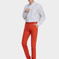 Men's Fall Straight Leg Zip Fly Button Closure Slant Pocket Casual Trousers-Orange side view