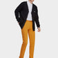 Men's Fall Straight Leg Zip Fly Button Closure Slant Pocket Casual Trousers-Yellow side view