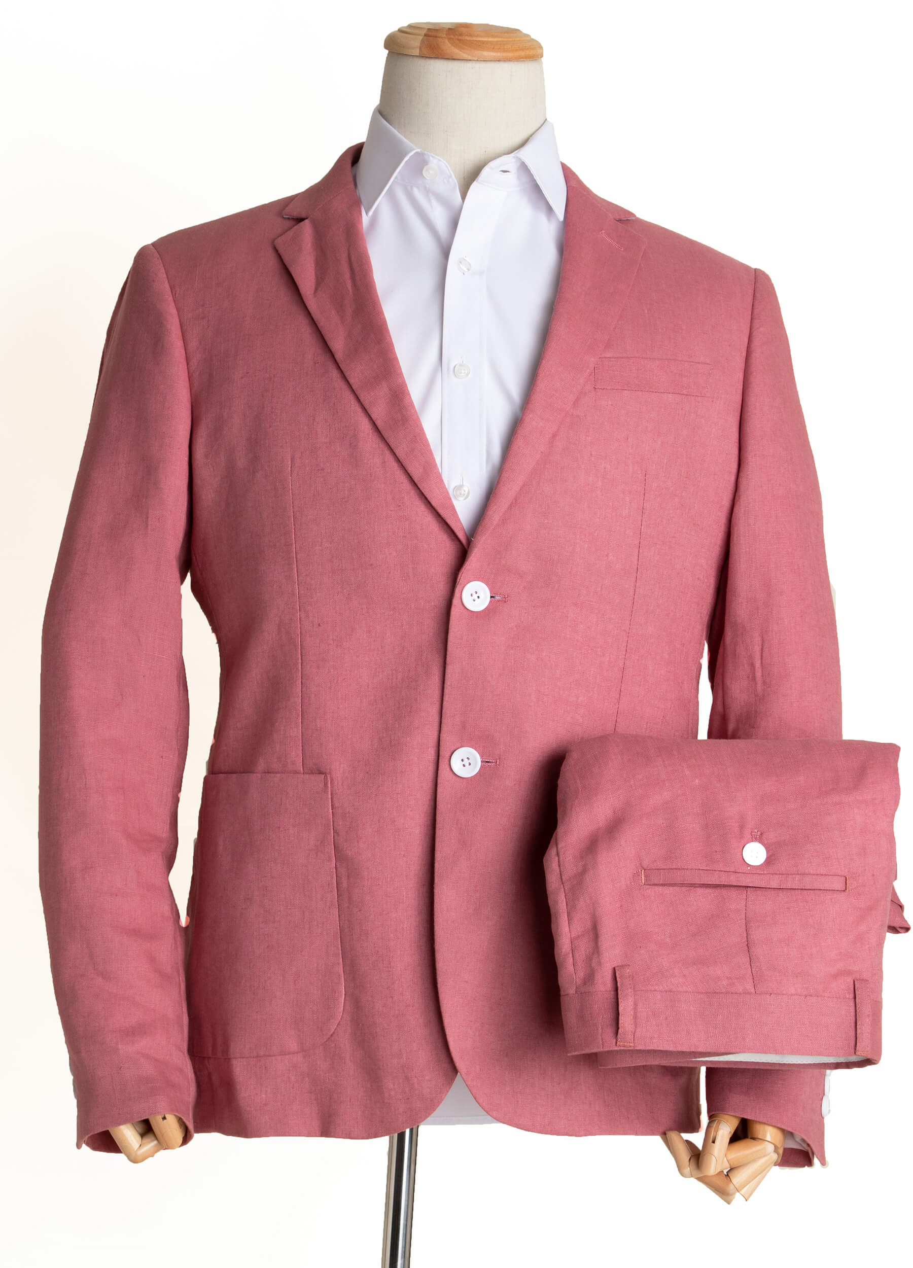 pink linen suit for men