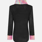 Women's Allover Print Rolled Neck Button Wrap Sweater-Black back view