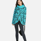 Women'sAlloverPrint Rolled Neck Button Wrap Sweater-Light Blue