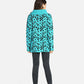 Women'sAlloverPrint Rolled Neck Button Wrap Sweater-Light Blue backview