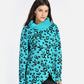 Women'sAlloverPrint Rolled Neck Button Wrap Sweater-Light Bludetail
