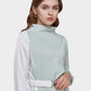 Women's Belted Colorblock High-Neck Long Sleeve Dress-Beige & Tiffany Blue main