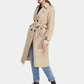 Women's Fall Double Breasted Buckle Belted Khaki Trench Coat