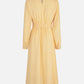 Women's Fall Floral Print Long Sleeve Belted Midi Dress-Yellow back view