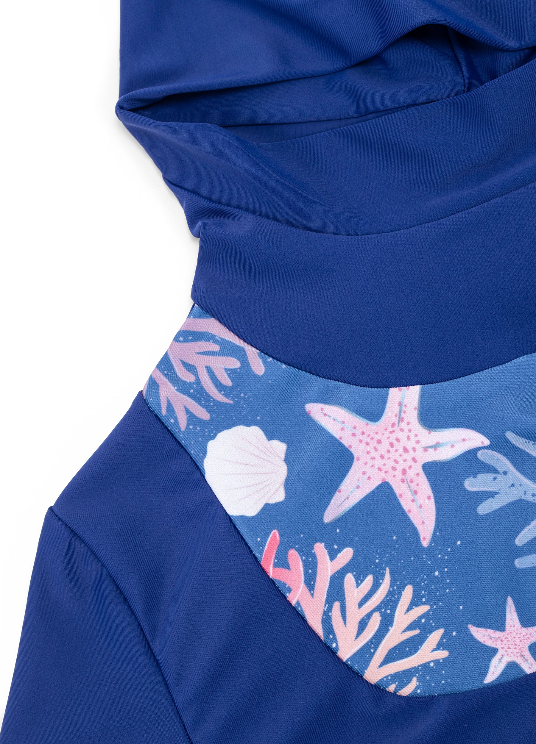 muslim swimming suits/islamic swimming suits/4POSE Women's Floral Print Modest Full Coverage Hijab Swimsuit- Blue base match print pattern neckline