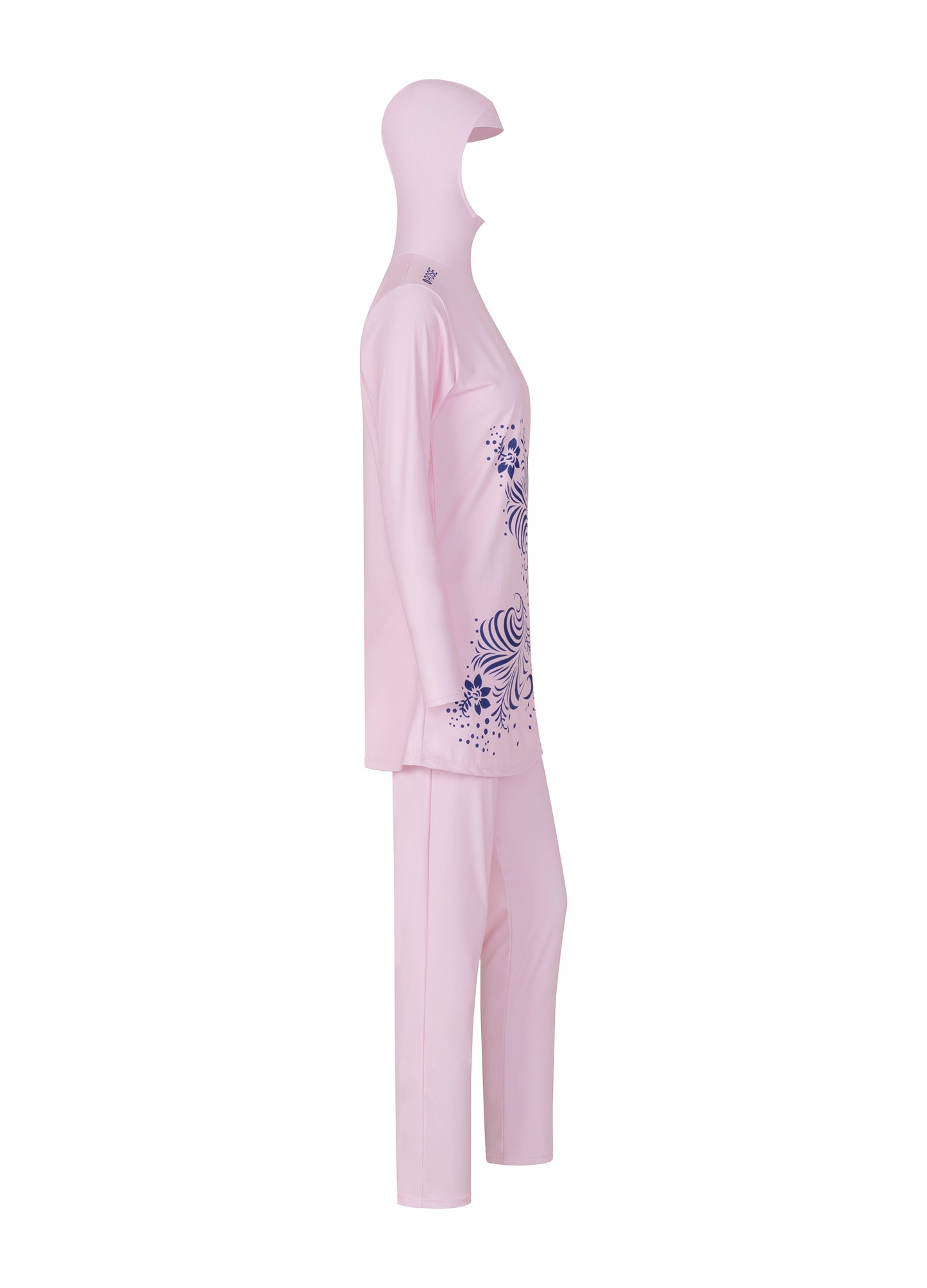 muslim swimming suits/islamic swimming suits/4POSE Women's Floral Print Modest Muslim Full Coverage Hijab Swimsuit-Pink side view