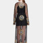 MECALA Women's Floral Sequin Maxi Mesh Kimono Cardigan Plus Size Black Sheer Cardigan Kftan