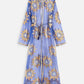 MECALA Women's Floral Sequin Maxi Mesh Kimono Cardigan Plus Size Blue Sheer Cardigan Kftan with Drawstring